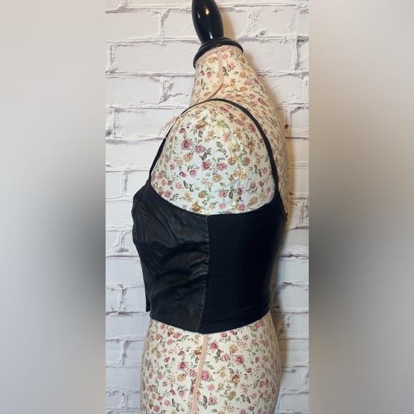 Bonus Black Leather Cropped Top Size XL - Picture 3 of 5